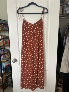 Abercrombie Polka Dot Midi Dress with Tie Straps